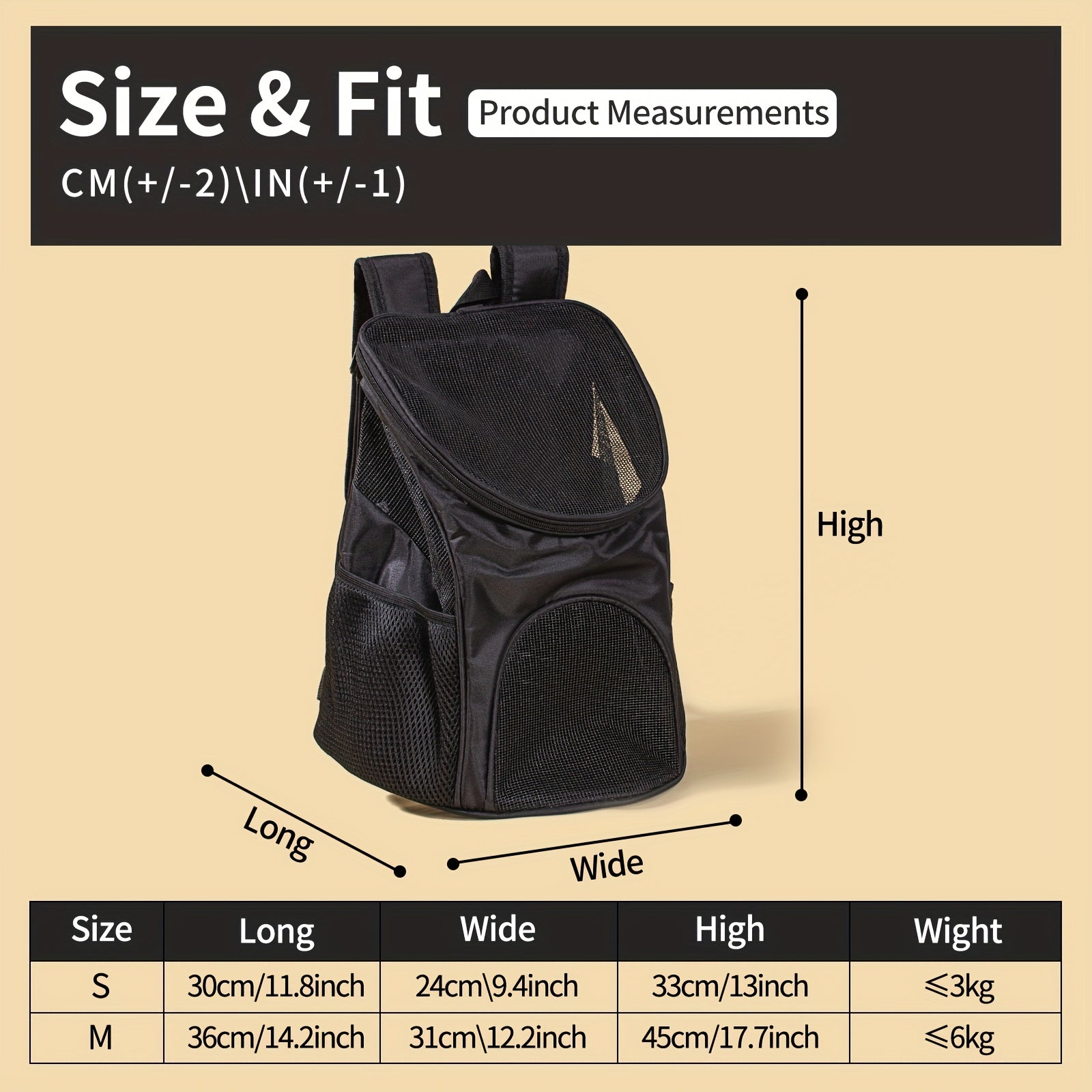 Foldable Breathable Pet Backpack Dog Travel Bag