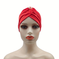 Artificial Gemstone Decor Turban Cap Hijab Hat Head Wrap Chemo Beanie