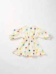 Baby Girl Colorful Balloon Long-sleeved Cotton Dress