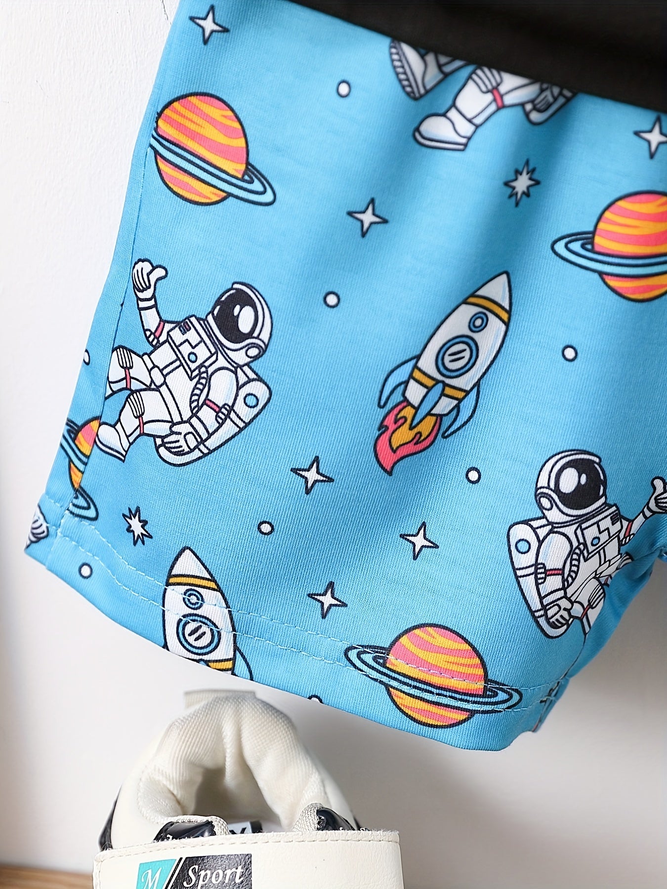 Boys Astronaut Rocket Print T-shirt & Shorts Set Kids Summer Outfit