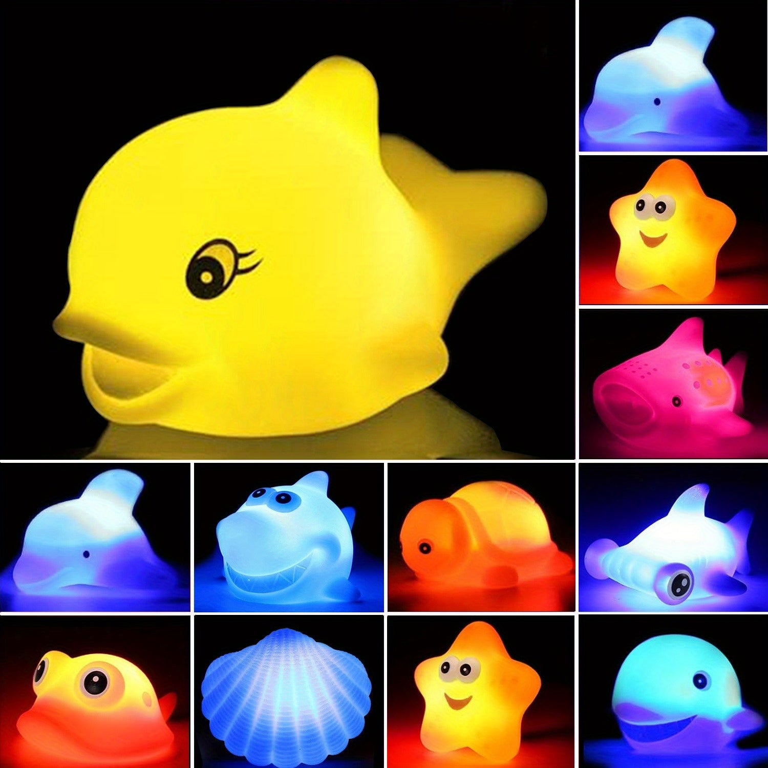 10 pcs Light Up Floating Bath Toys Set Colorful Educational Play Toys for Kids