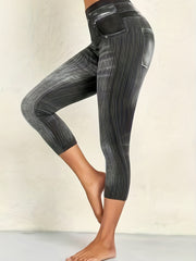 Denim Print Skinny Capris Leggings for Women