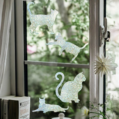 4pcs Cat Window Film for Home Decor and Privacy
