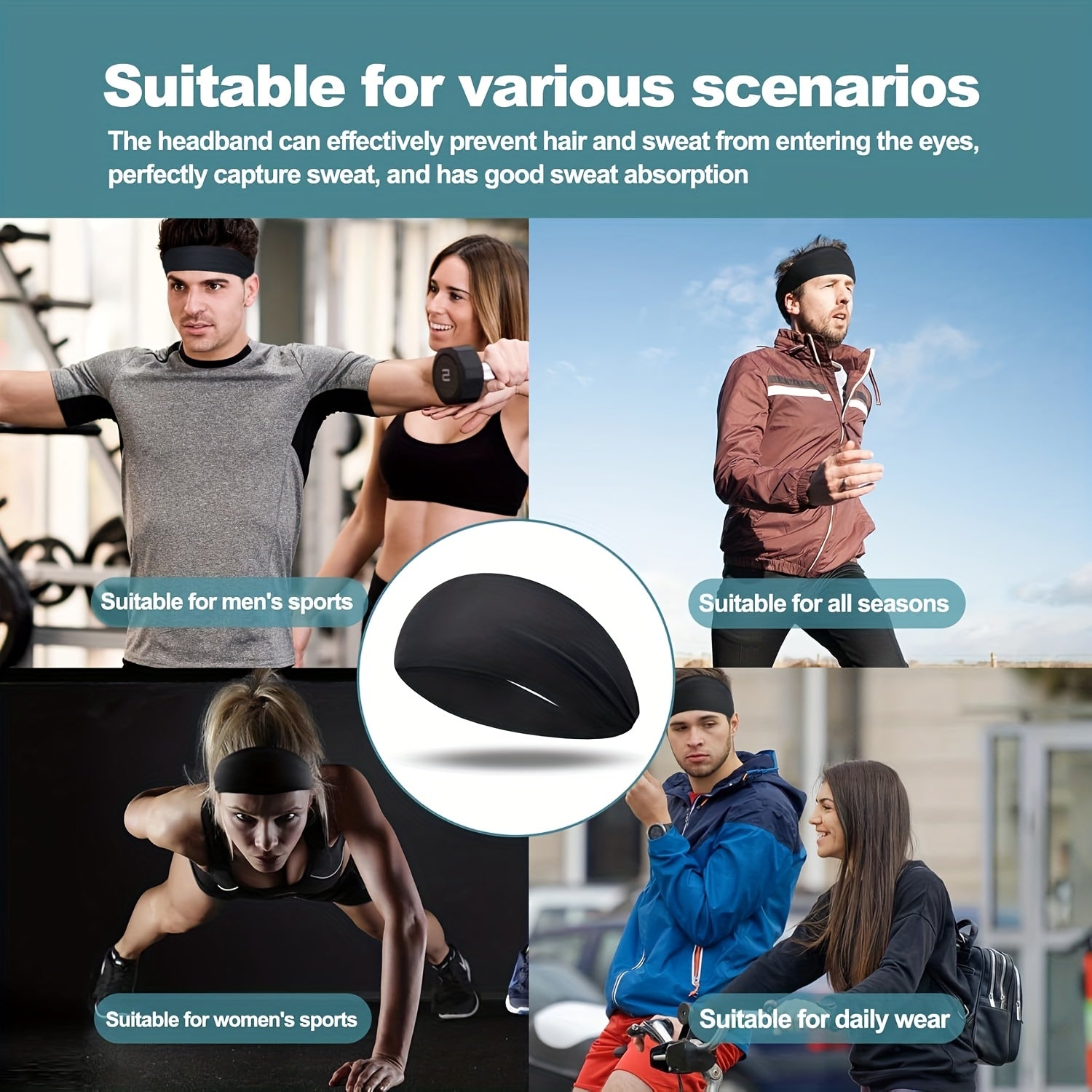 10pcs Breathable Sports Headbands for Men & Women Moisture Wicking Sweat Bands