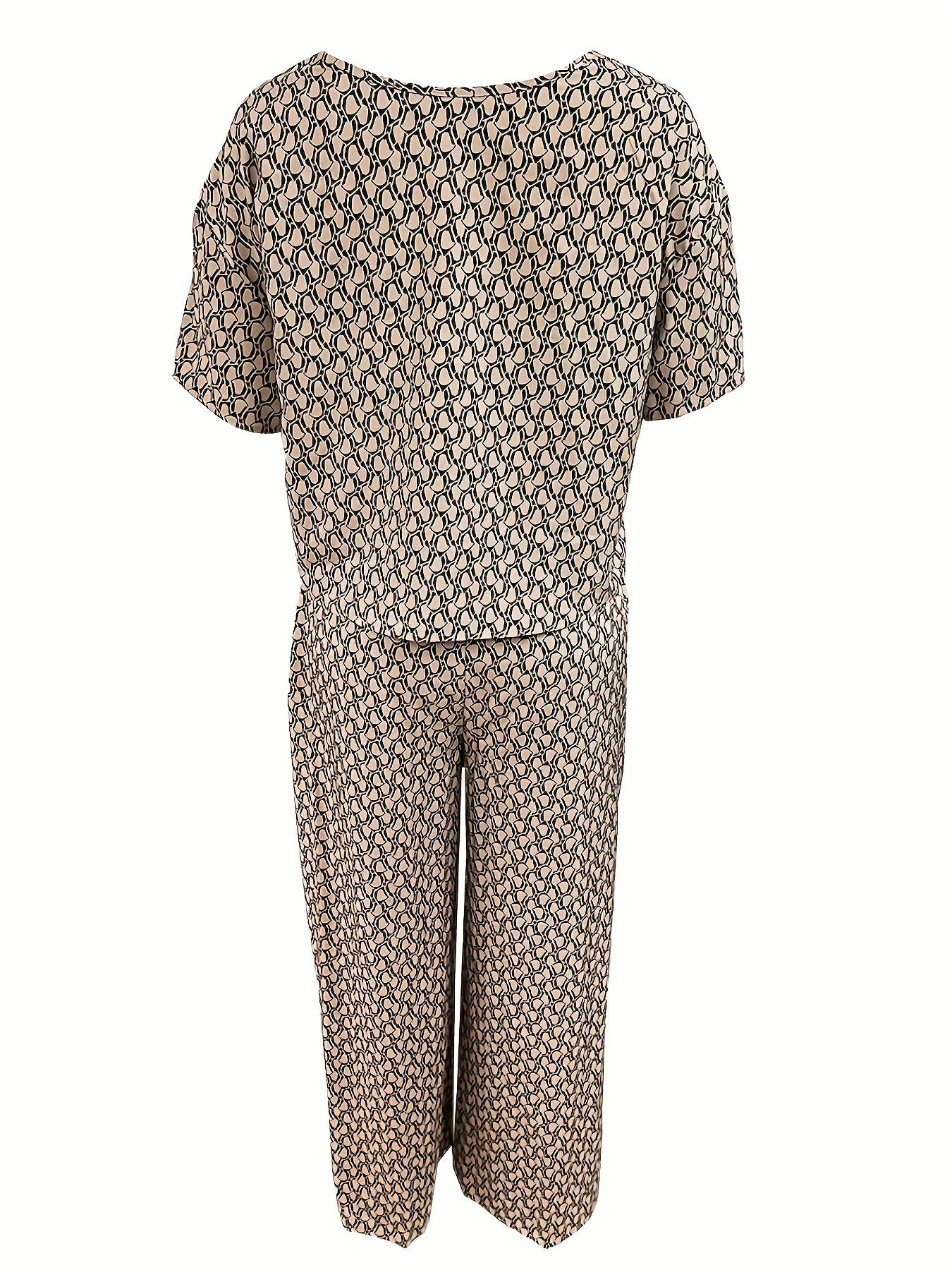 Two piece Set Short Sleeve Top & Wide Leg Pants Outfits