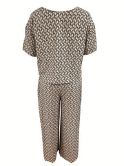 Two piece Set Short Sleeve Top & Wide Leg Pants Outfits