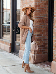 Casual Cardigan Women's Plus Solid Button Up Long Sleeve Cardigan