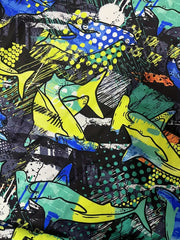 Shark Print Swim Trunks Elastic Waist Beach Shorts for Boys
