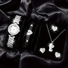 Kids Rhinestone Round Watch + 5 Jewelry Sets