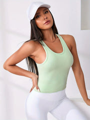 Shockproof Sports Vest Round Neck Racer Back Top Women's Activewear