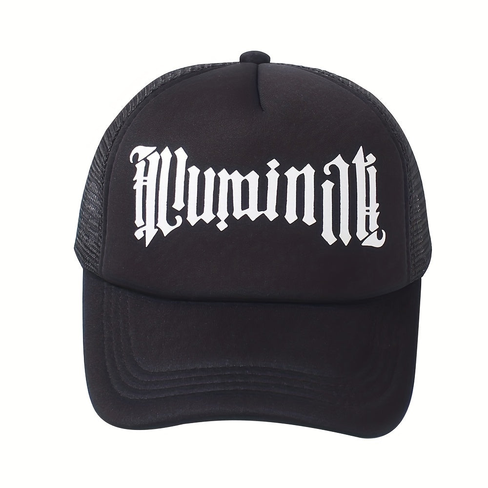 Gothic Letter Print Trucker Hat Mesh Baseball Cap Hip Hop