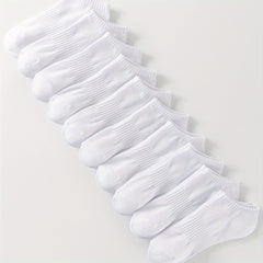 10 Pairs Solid Socks for Women - Comfy & Breathable All-match Stockings
