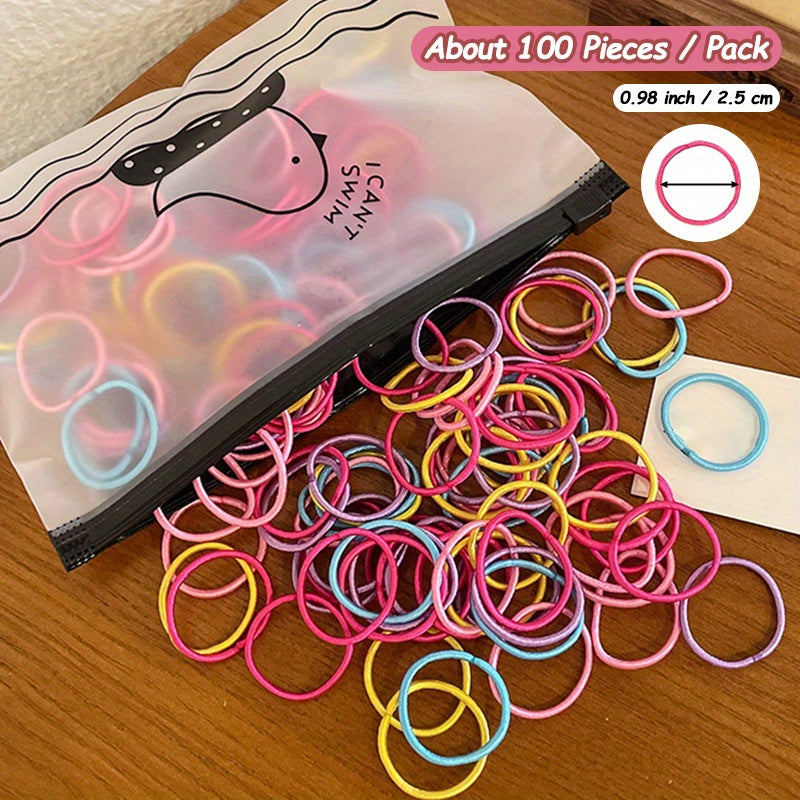 100pcs Girls Hair Tie Stretch Rubber Bands Hair Rope Accessories