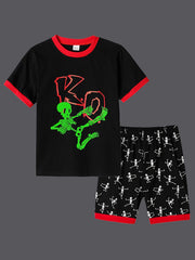 Boys Luminous Kung Fu Skull Pajamas Set