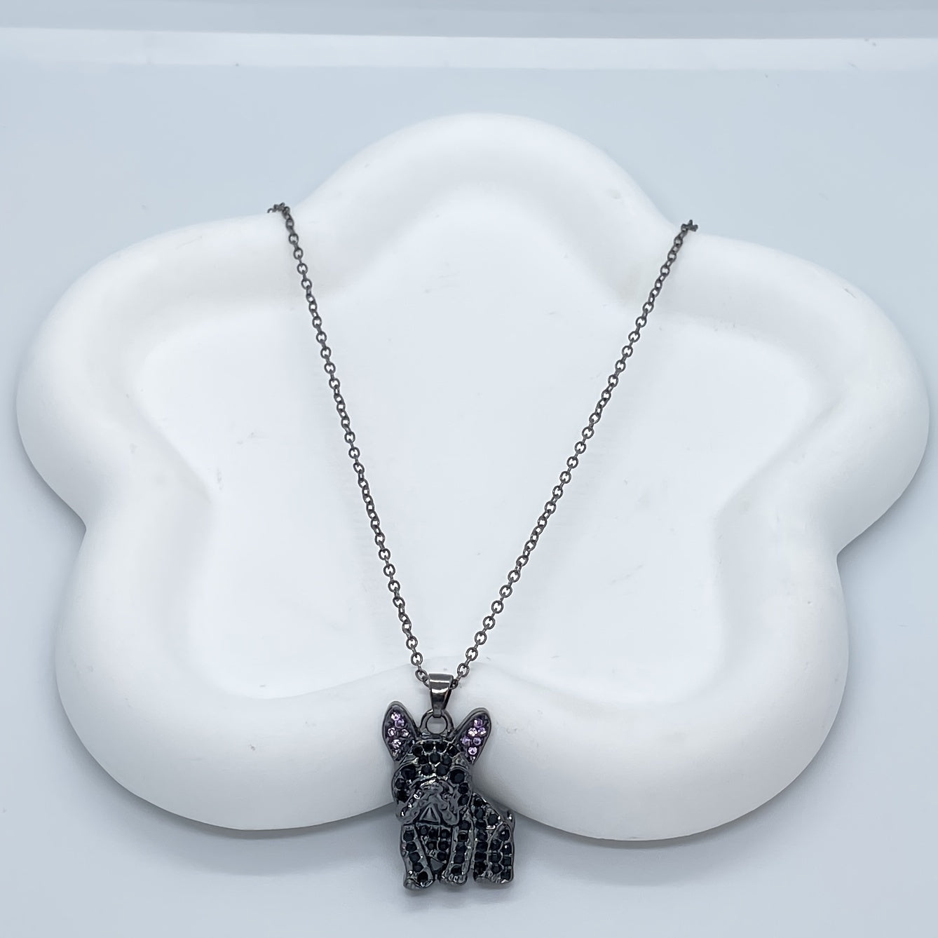 French Bulldog Rhinestone Pendant Necklace Pet Dog Jewelry