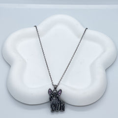 French Bulldog Rhinestone Pendant Necklace Pet Dog Jewelry