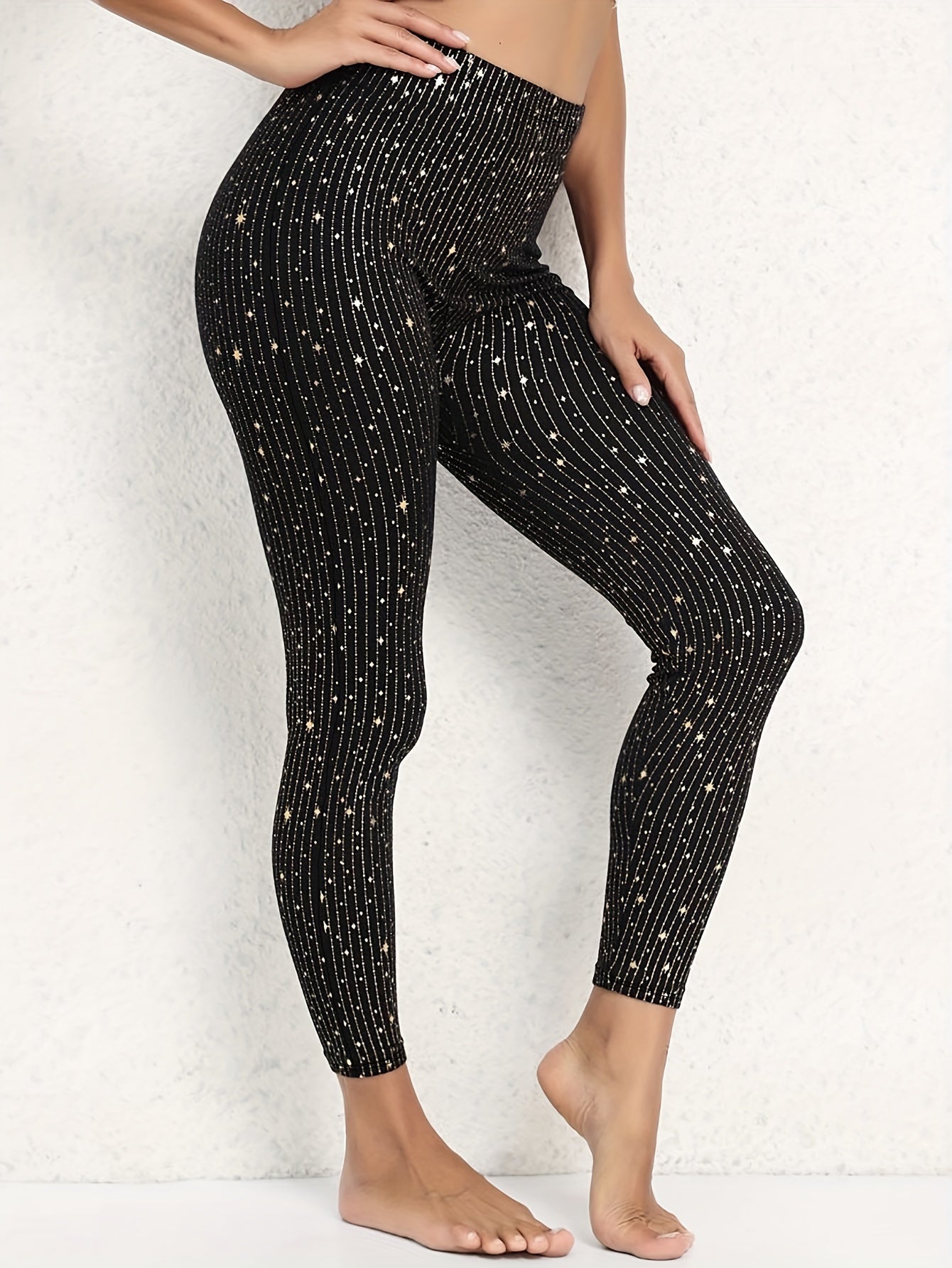 Star & Striped Print High Rise Leggings