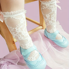 Girls Bow Mesh Crew Socks for Kids
