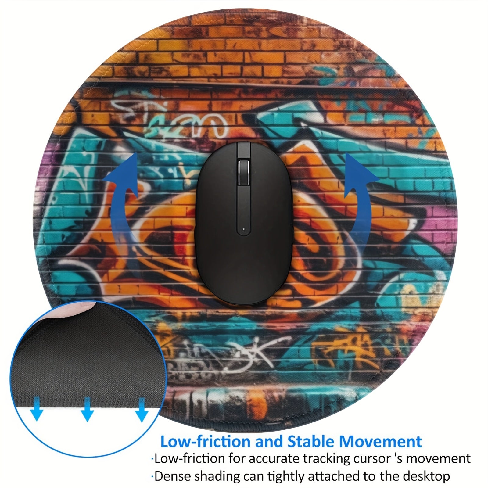 Doodle Pattern Round Mouse Pad 20x20cm for Games Home Office