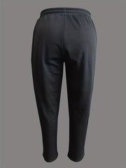 Solid Fleece Sports Pants with Pockets