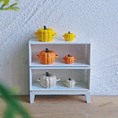 2pcs Metal Pumpkin Pot Dollhouse Utensils Mini Decor Acces