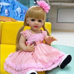 22" Reborn Golden Long Hair Doll Full Body Vinyl Ultra Soft Skin Washable
