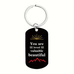 Engraved Metal Key Chain Bag Charm Pendant Gift for Men Women