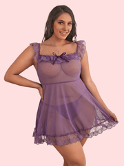 Sexy Lace Ruffle Trim Maid Dress With Panty