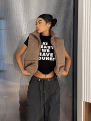 High Neck Zip-Up Vest Sleeveless Outerwear