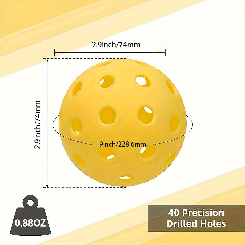 6pcs Outdoor Pickleball Ball Set with 40 Holes 74mm Balls & Bag