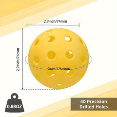 6pcs Outdoor Pickleball Ball Set with 40 Holes 74mm Balls & Bag