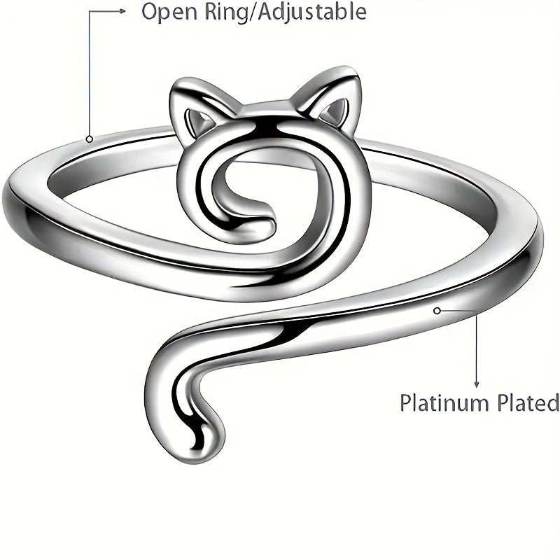 2pcs Adjustable Crochet Kitten Ring Knitting Tool Jewelry Making Supplies