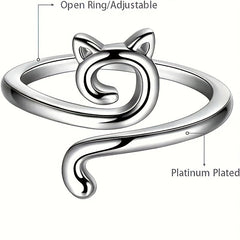 2pcs Adjustable Crochet Kitten Ring Knitting Tool Jewelry Making Supplies