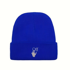 Gesture Letter Embroidery Knitted Beanie Hat Street Autumn Winter Hat
