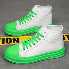 Two Tone High Top Lace Up Board Shoes Lightweight Non Slip