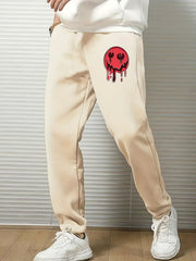 Men's Cartoon Face Sports Pants Drawstring Jogging Trousers