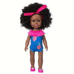 14inch Curly Hair Skin Doll with Clothes, Shoes & Headscarf