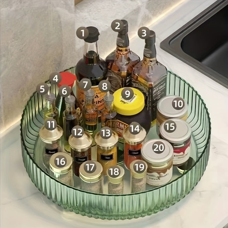 Rotating Seasoning Rack Bathroom Storage Light Fruit Plate Cosmetic Makeup
