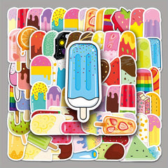 50pcs Colorful Popsicle Ice Cream Stickers for Laptops Water Bottles Skateboards