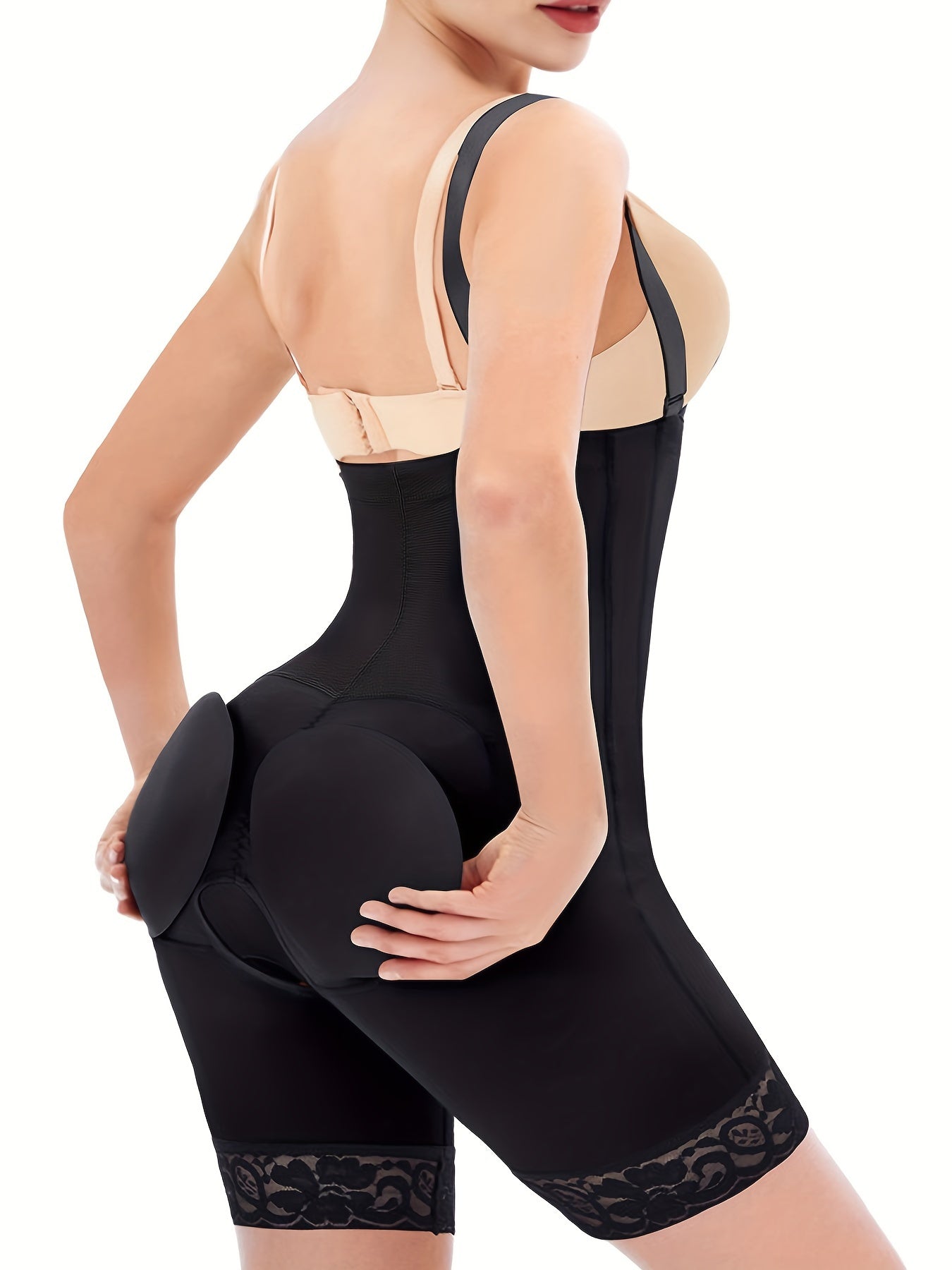 Lace Trim Shaping Shorts High Waist Tummy Control Butt Lifting Shorts