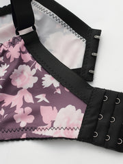 Contrast Lace Floral Print Bra Sexy Bralette