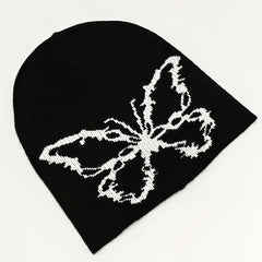 Butterfly Jacquard Beanie Soft Elastic Knit Hat for Women & Men
