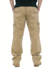Men's Solid Cargo Pants High Pocket Loose Casual Outdoor Trousers