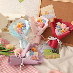 Mother's Gift Knitting Flowers Puff Flowers Small Bouquet Wool Bouquet