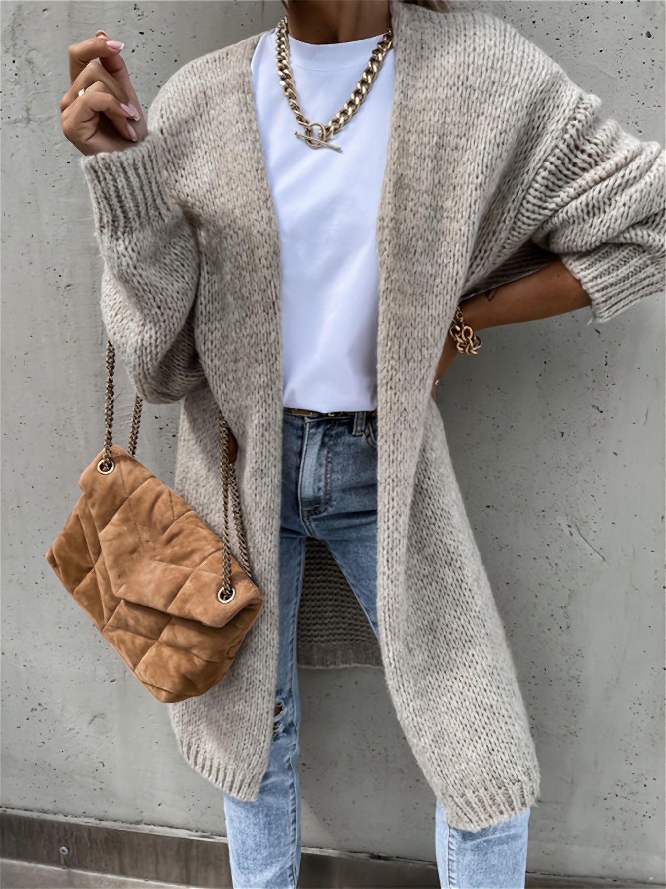 Women's Open Front Knit Cardigan Long Sleeve