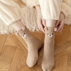 5 Pairs Women's Winter Warm Bear Fluffy Socks Fleece Sock