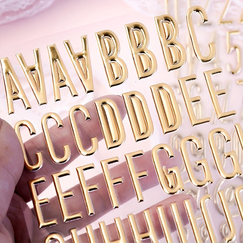 3D Golden Foil Letter & Number Stickers Self Adhesive Cut Outs DIY Crafts