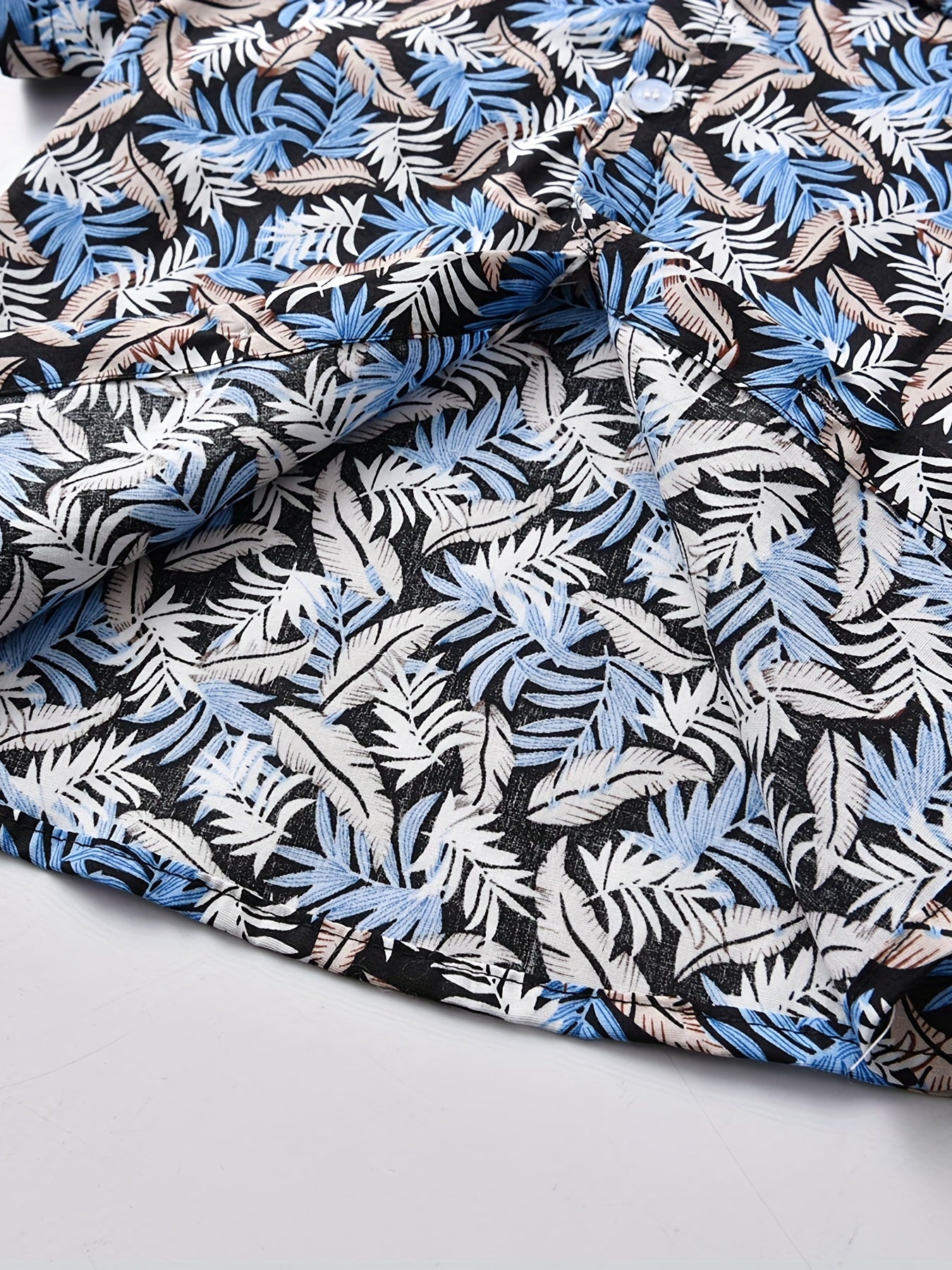 Boys Feather Print Shirt for Vacation Beach Kids Summer Clothes