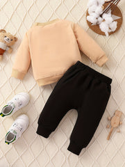 Baby Boy Fall Winter 2Pcs Set Crew Neck Sweatshirt Tops Pants Outfits