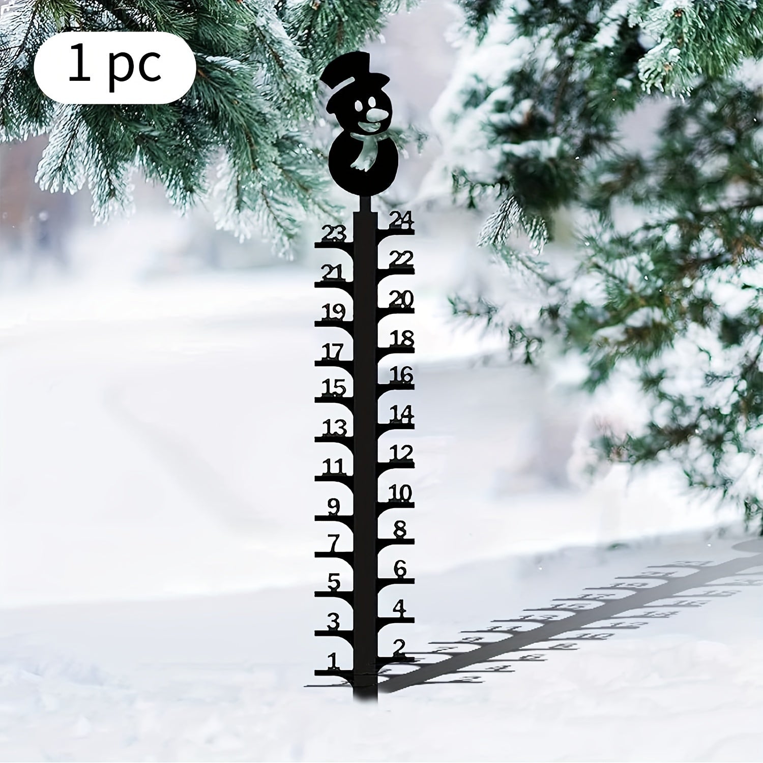 Snowman Metal Snow Gauge Large Iron Snow Measuring Ruler Sturdy Snow Depth